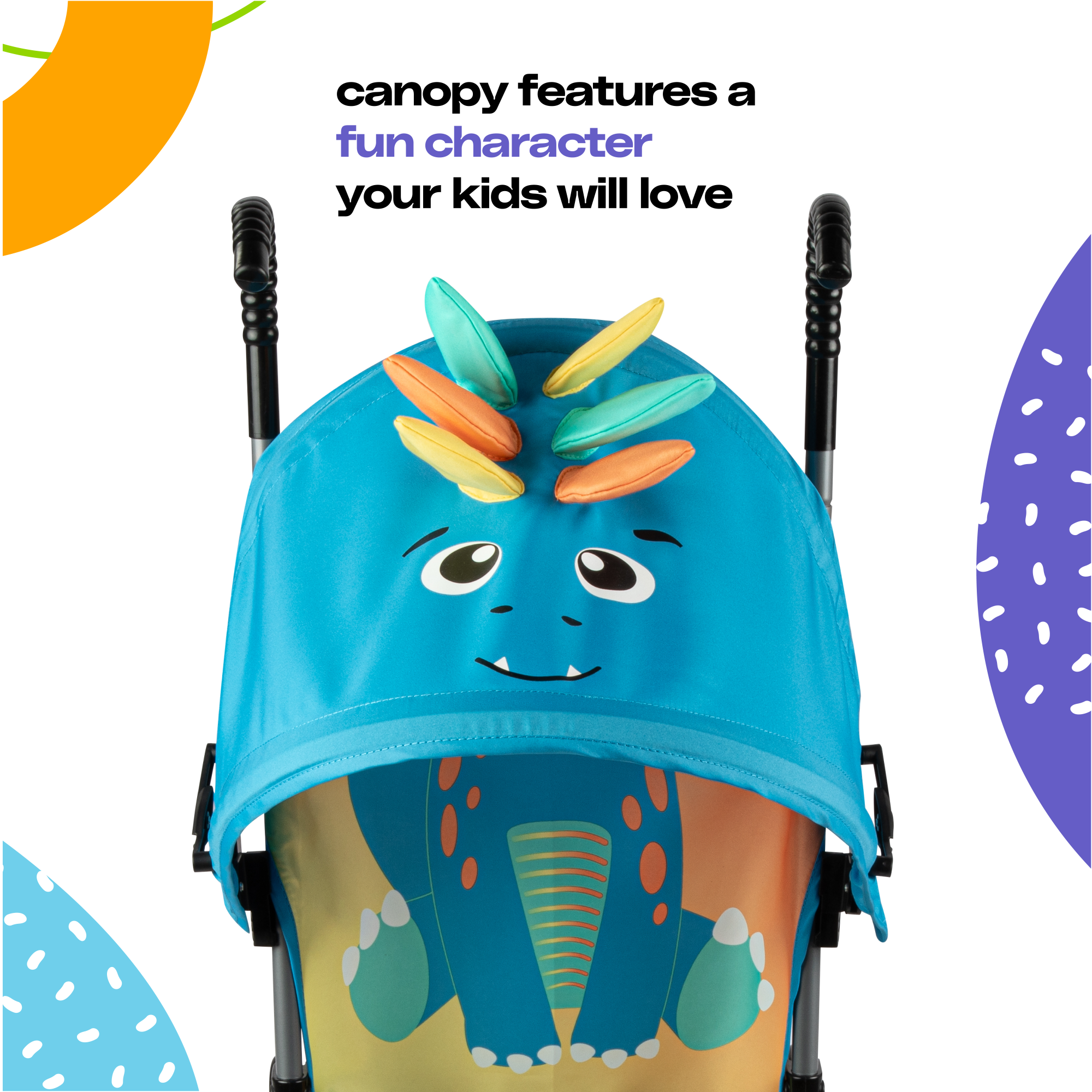 Cosco Kids™ Character Umbrella Stroller - Stewie Stegosaurus - canopy features a fun character your kids will love