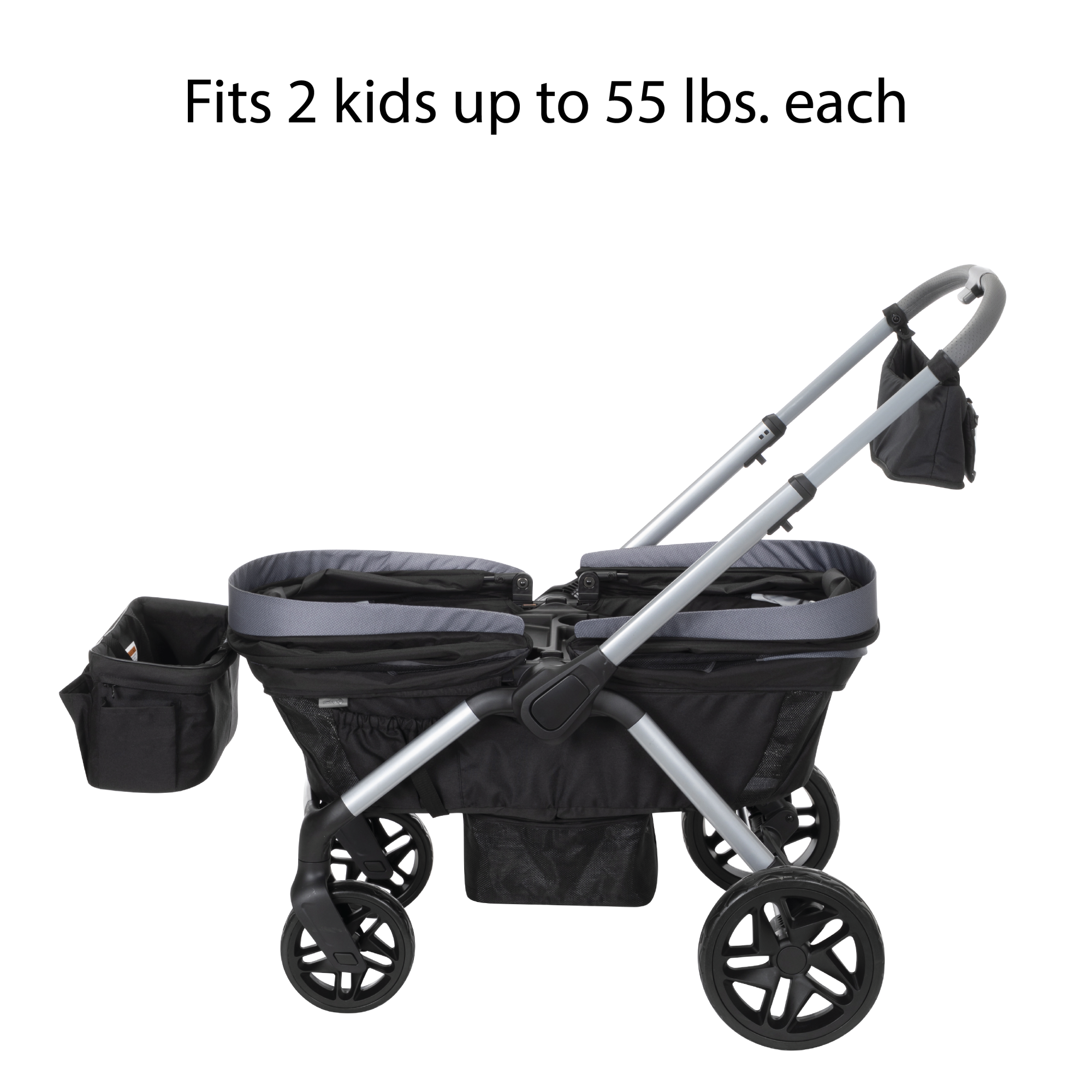Summit Wagon Stroller - all-terrain wheels with rear suspension and linked braking system