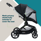 Turn and Go™ 360° Rotating Modular Travel System - mesh privacy shield fully extends to cover the seat