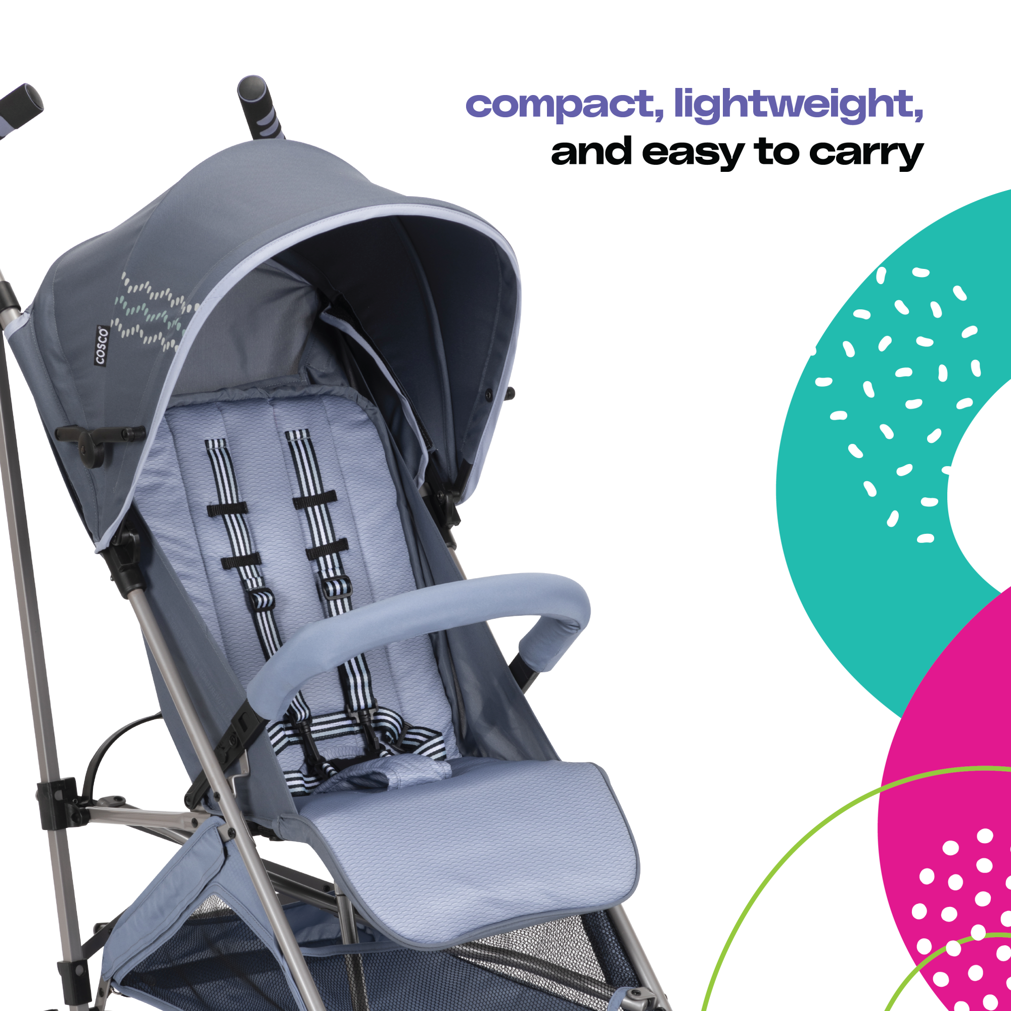 Cosco Kids™ Simple Fold Compact Stroller - Organic Waves - compact, lightweight, and easy to carry