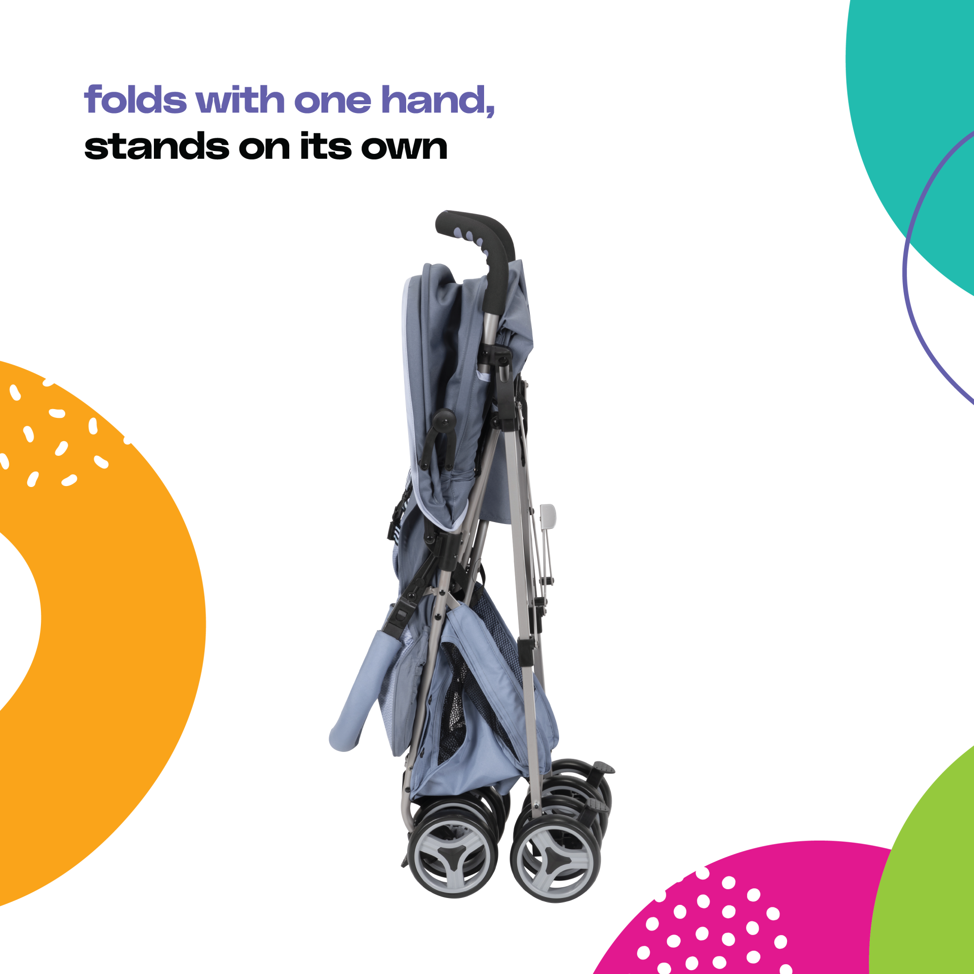 Cosco Kids™ Simple Fold Compact Stroller - Organic Waves - folds with one hand, stands on its own