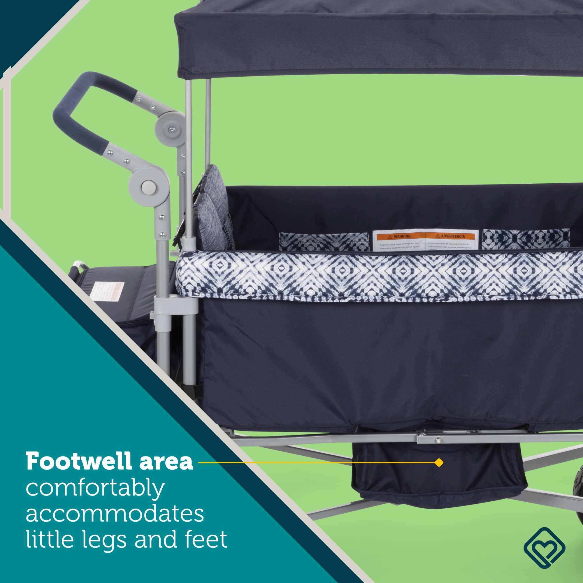 Summit Quad Wagon Stroller - footwell area comfortably accommodates little legs and feet