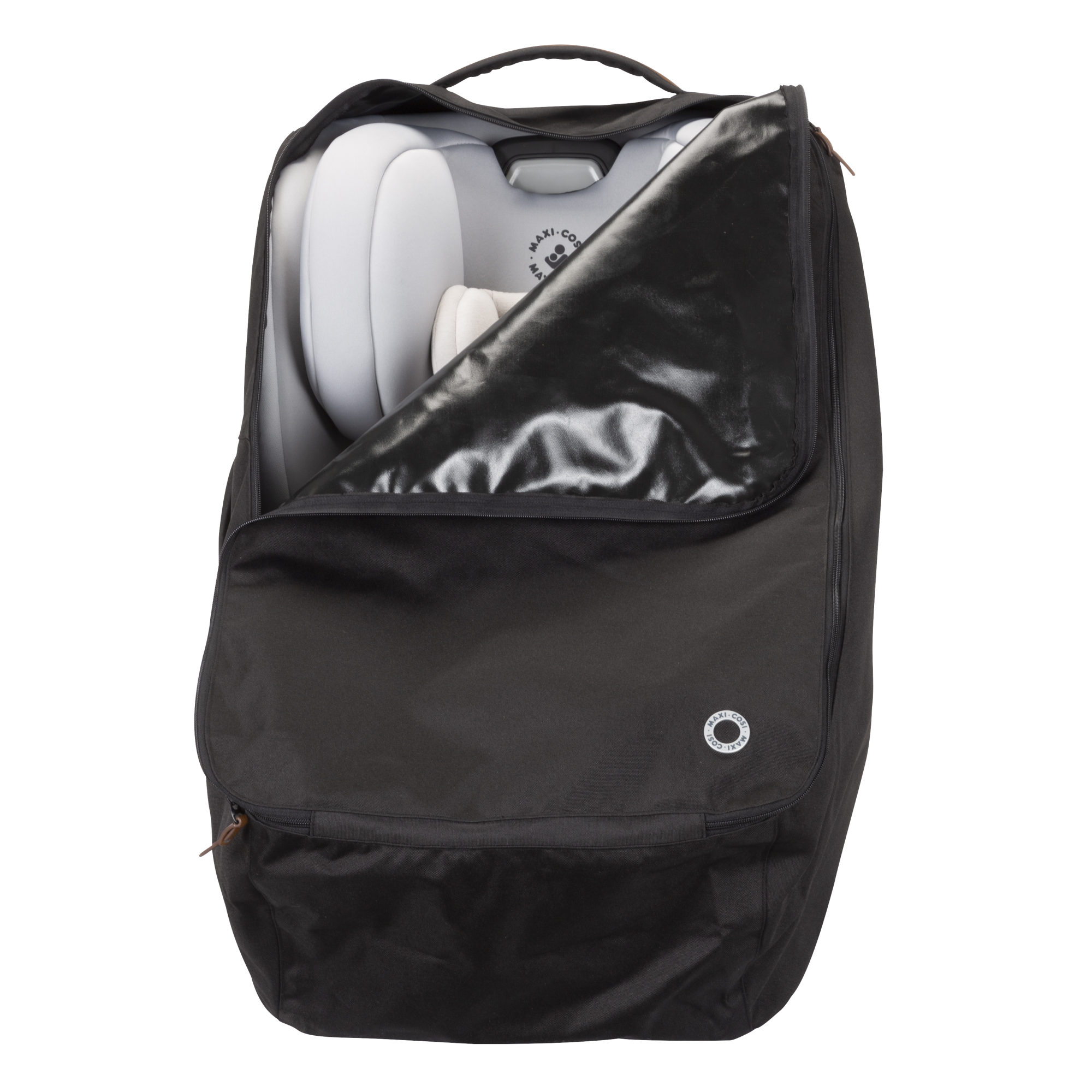 Wheeled Car Seat Travel Pack - open bag reveals car seat within