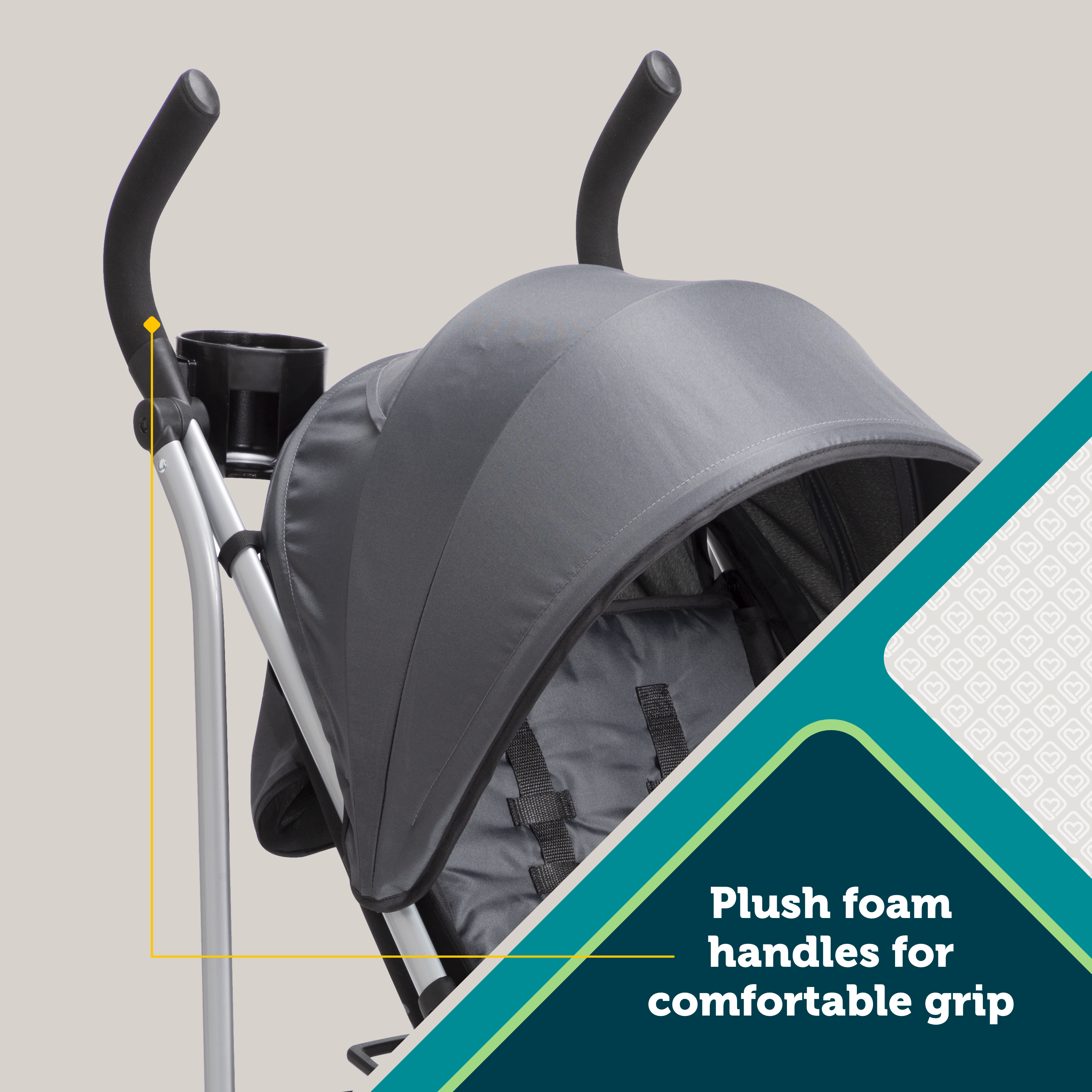 Step Lite Compact Stroller - plush foam handles for comfortable grip