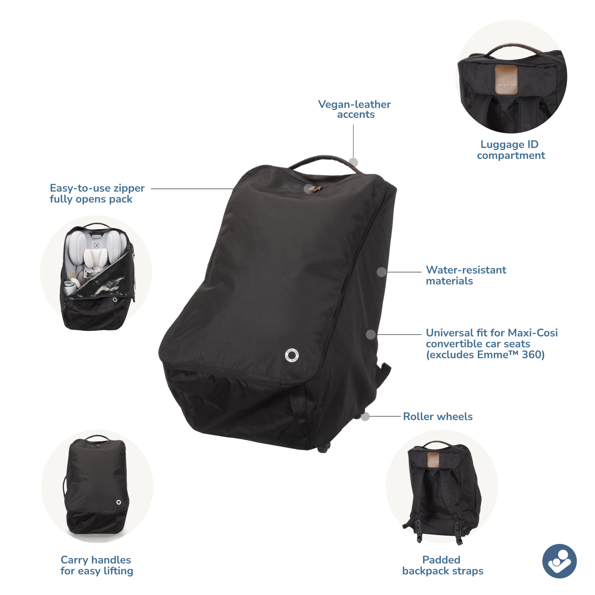Wheeled Car Seat Travel Pack - woman carrying pack on back