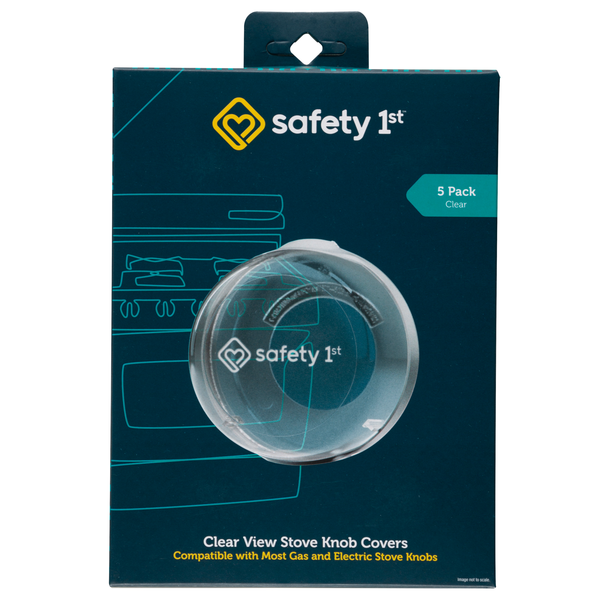 Clear View Stove Knob Covers in packaging - compatible with most gas and electric stove knobs