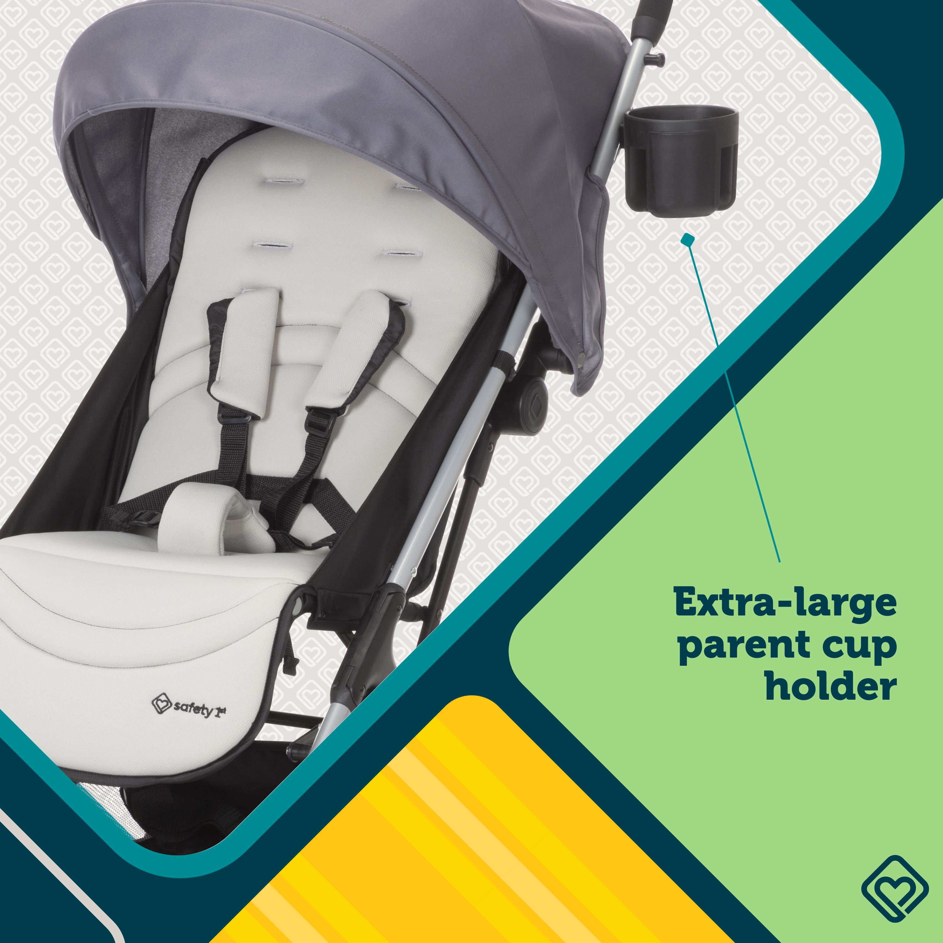 Easy-Fold Compact Stroller - extra-large parent cup holder
