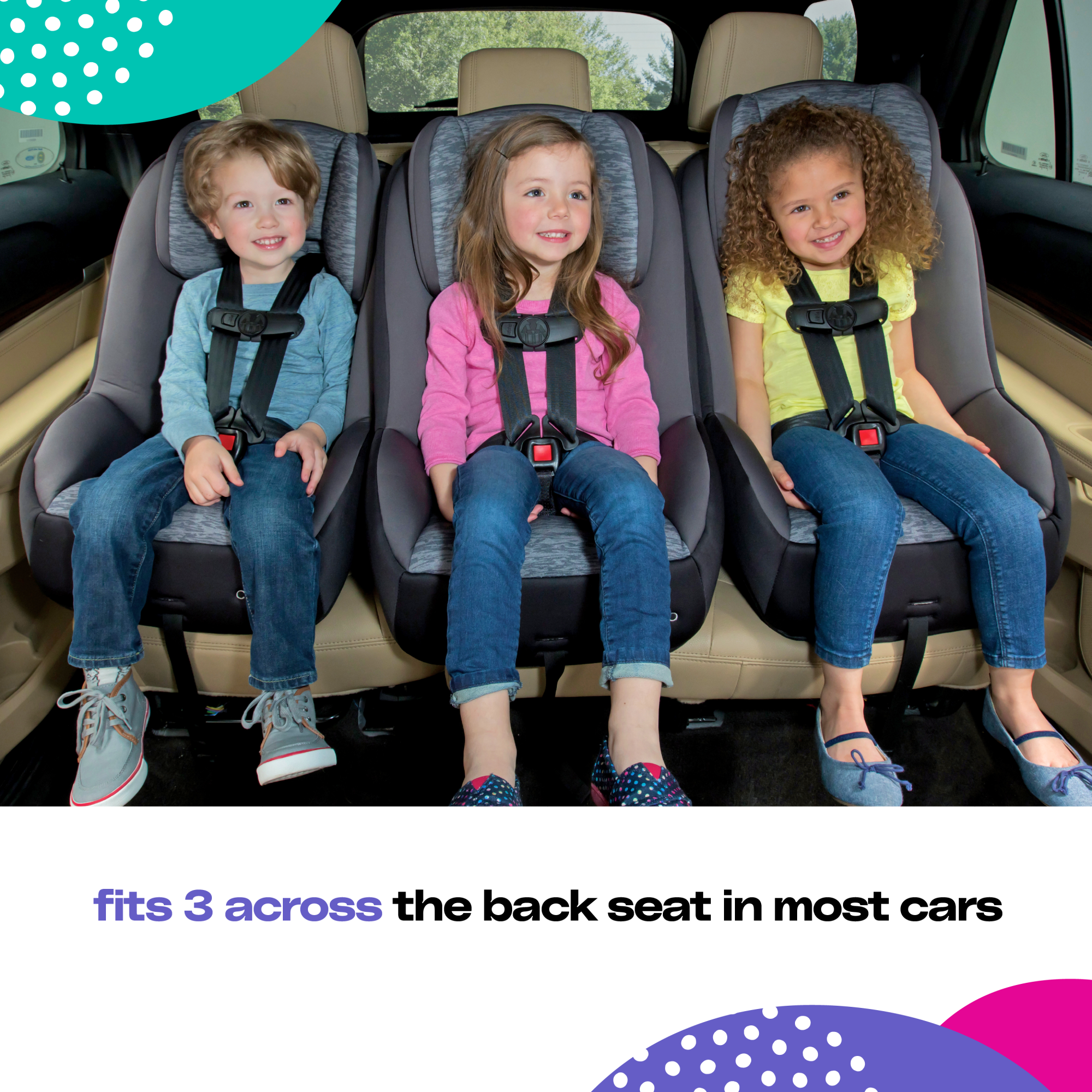 MightyFit™ 65 DX Convertible Car Seat - fits 3 across the back seat in most cars