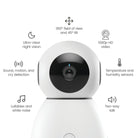 360° Smart Baby Monitor - lullabies and white noise, sound, motion, and cry detection, ultra-clear night vision, 360 degree field of view and 45 degree tilt, 1080p HD video, temperature and humidity sensors, two-way talk