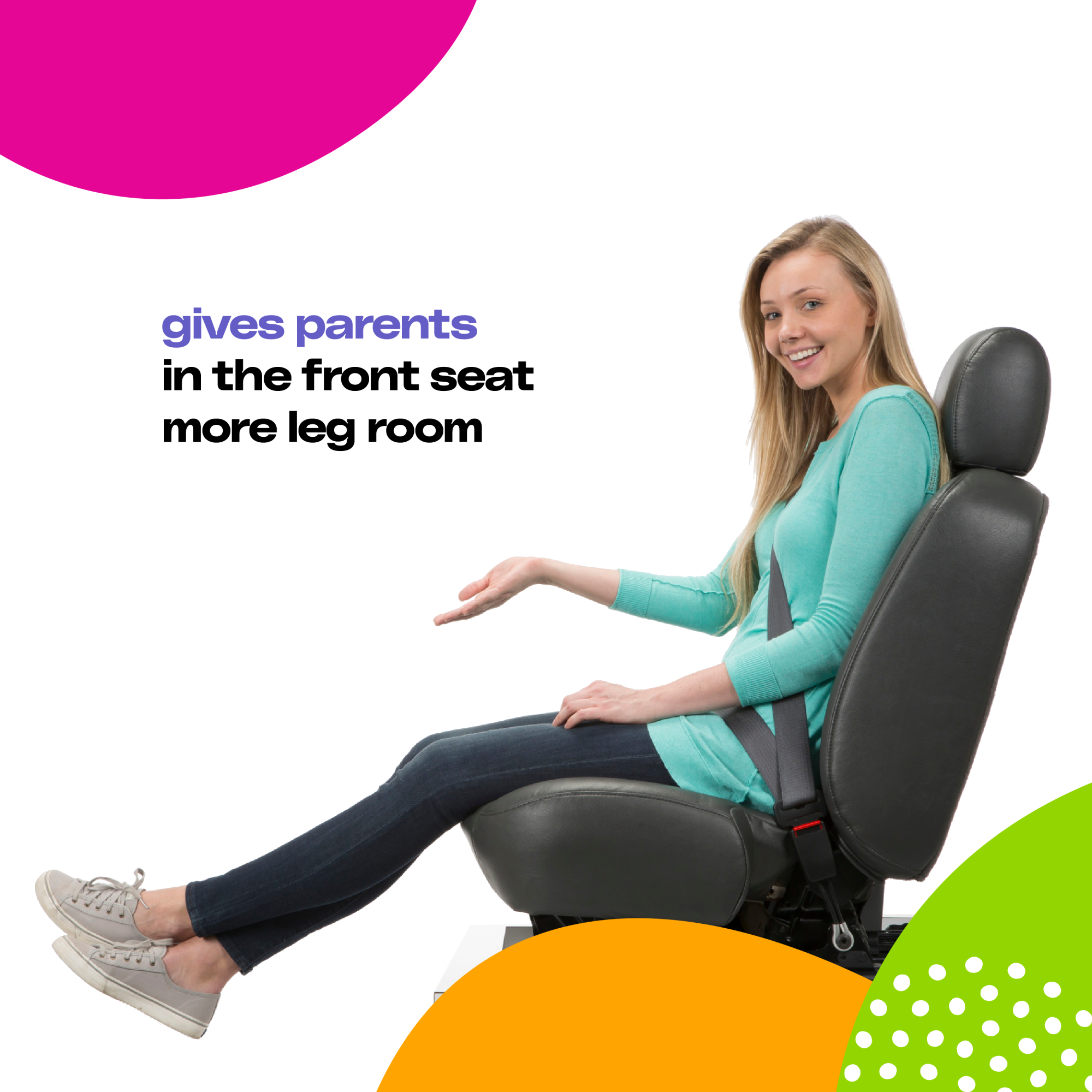 MightyFit™ 65 DX Convertible Car Seat - gives parents in the front seat more leg room