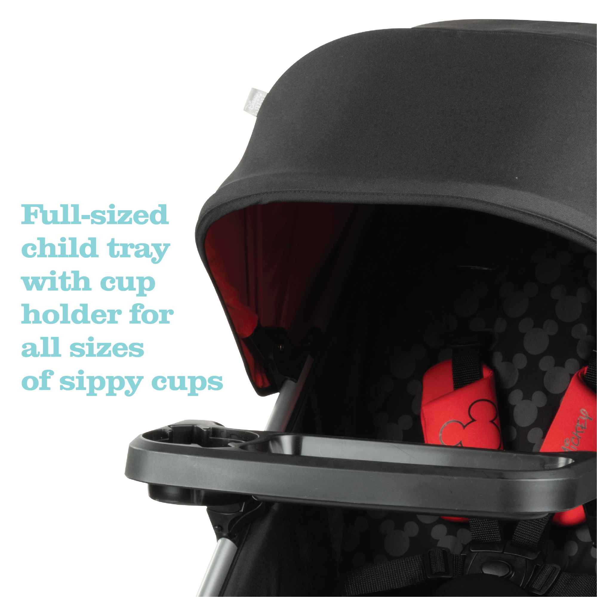 Disney Baby Grow and Go™ Modular Travel System - full-sized child tray with cup holder for all sizes of sippy cups