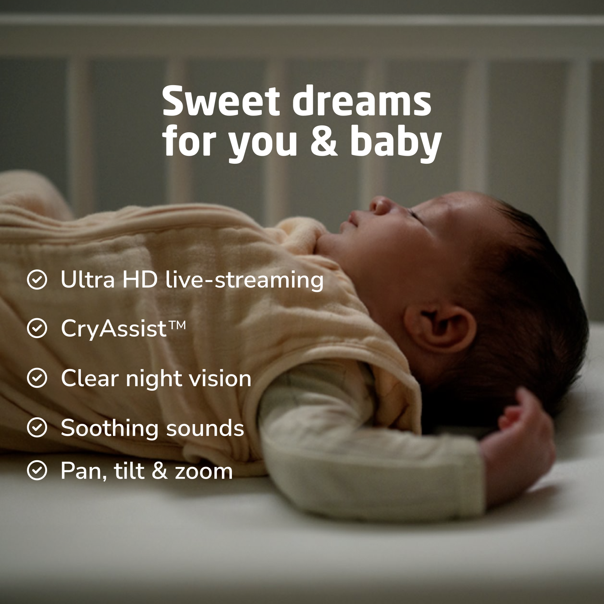 See Pro 360° Baby Monitor - sweet dreams for you & baby - ultra HD live-streaming, CryAssist, Clear night vision, Soothing sounds, Pan tilt & zoom