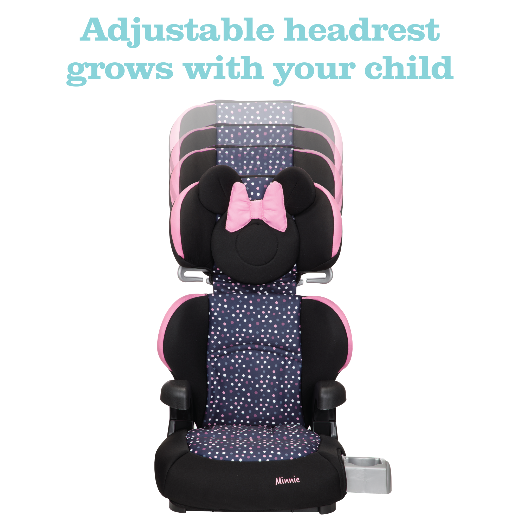 Disney Baby Pronto!™ Belt-Positioning Booster Car Seat - Minnie Dot Party - adjustable headrest grows with your child