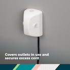 covers outlets in use and secures excess cord