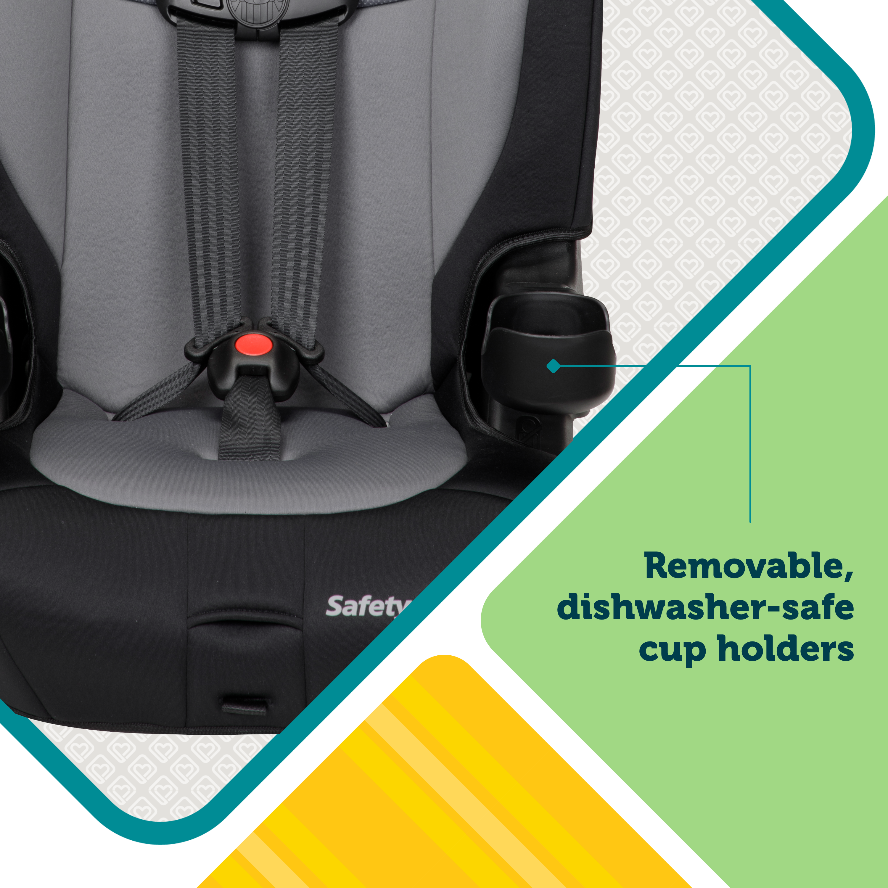 Grand 2-in-1 Booster Car Seat - removable, dishwasher-safe cup holders