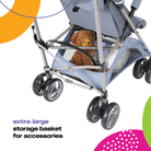 Cosco Kids™ Simple Fold Compact Stroller - Organic Waves - extra-large storage basket for accessories