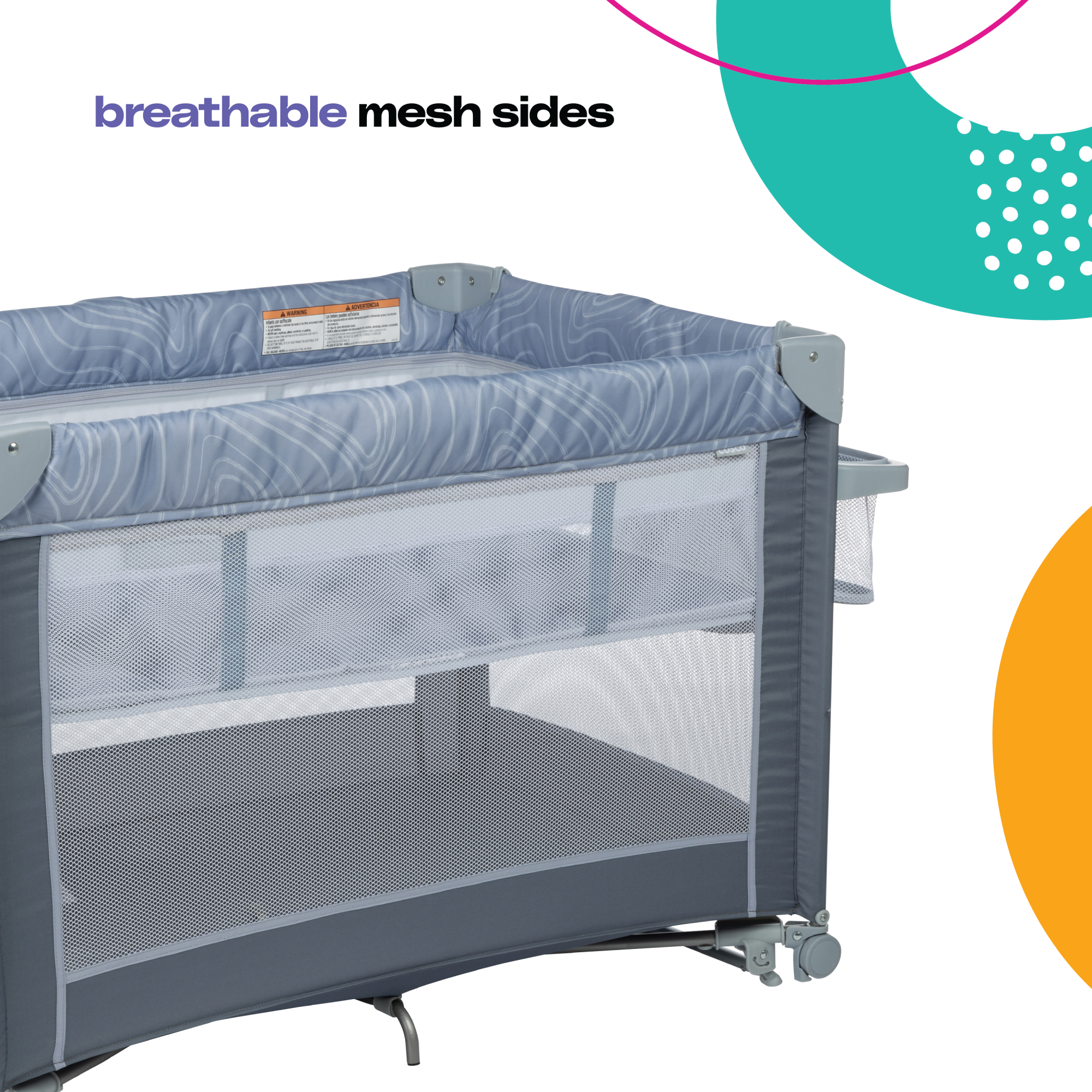 Cosco Kids™ Rocking Bassinet with Play Yard DLX - Organic Waves - breathable mesh sides