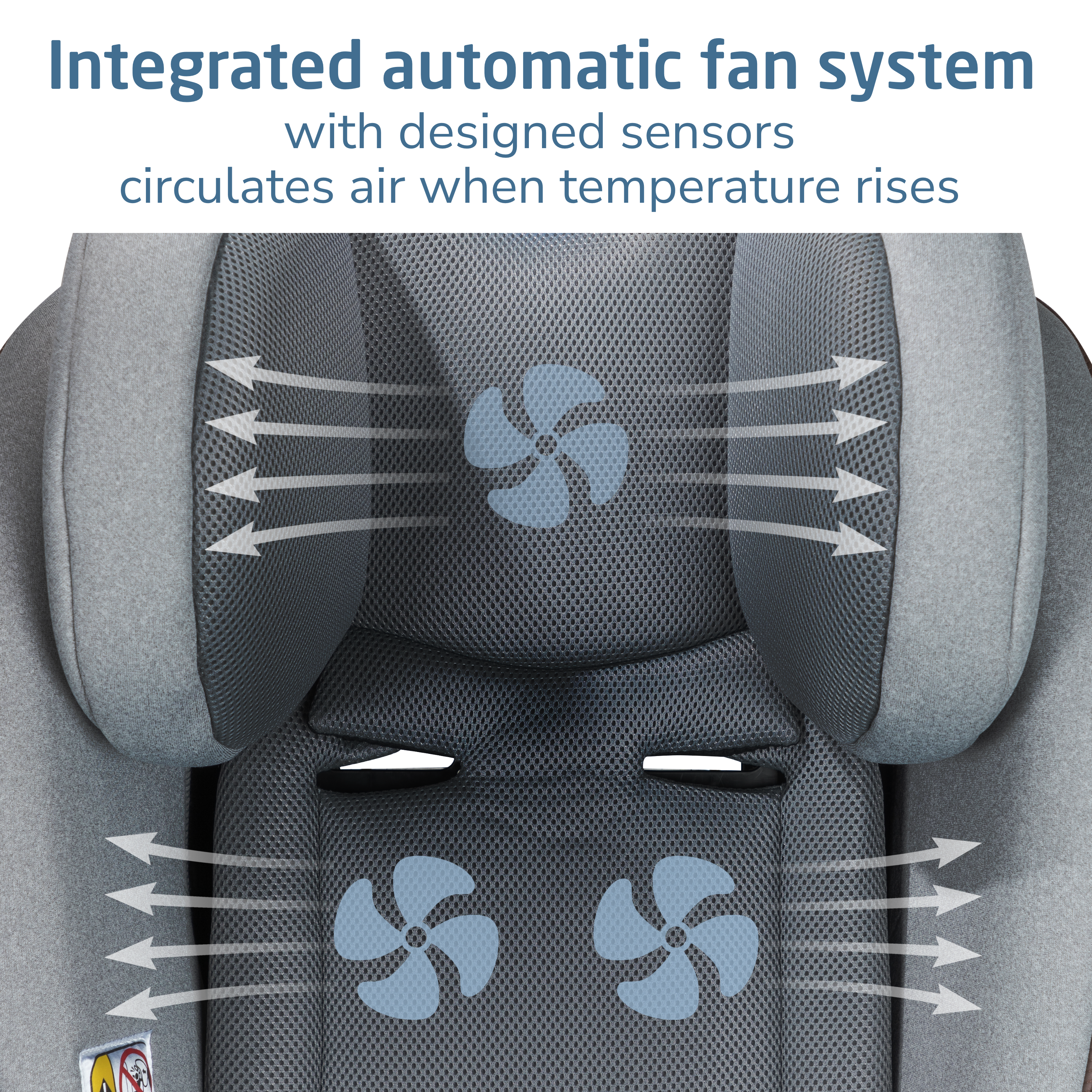 Pria™ Chill All-in-One Convertible Car Seat - integrated automatic fan system with designed sensors circulates air when temperature rises