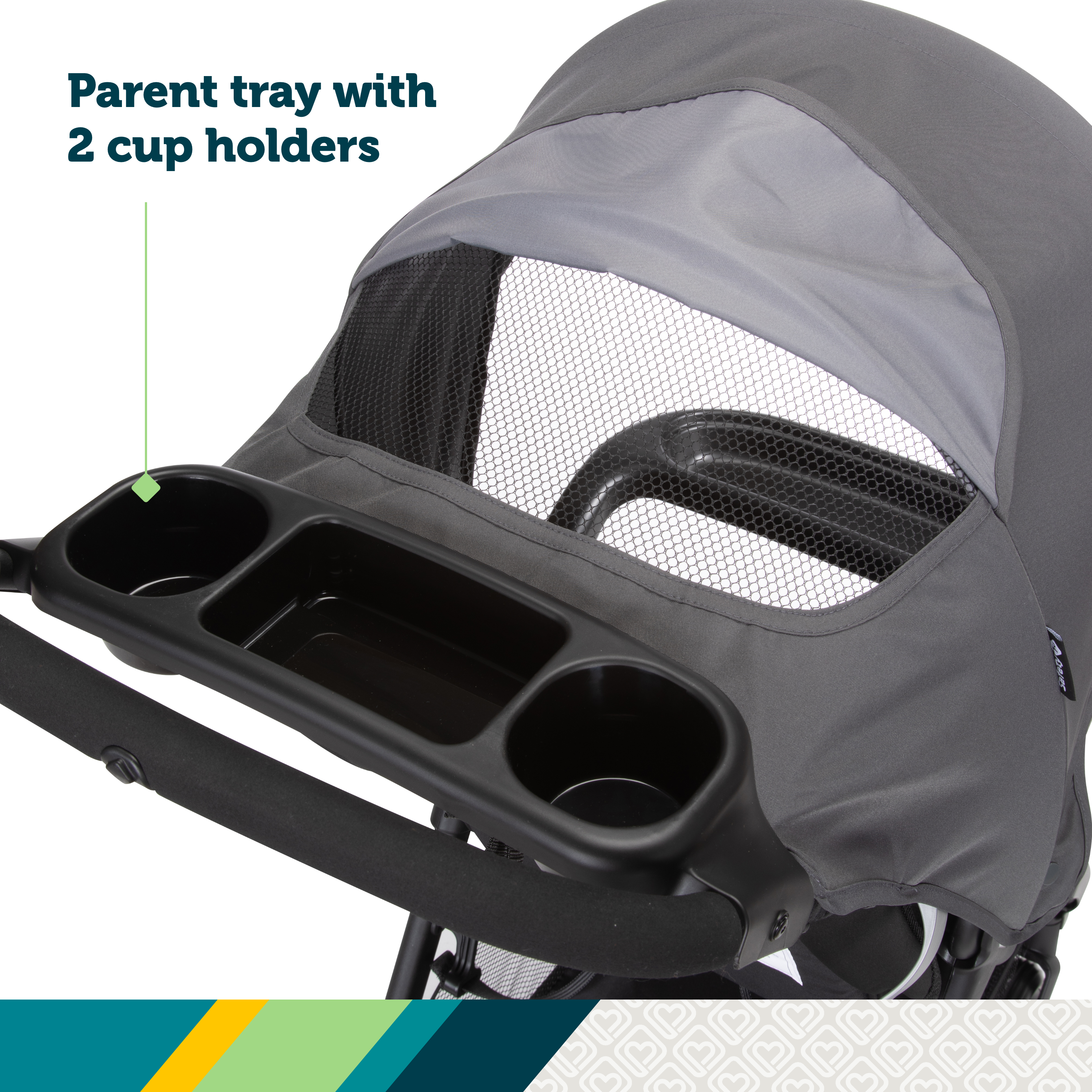 Smooth Ride Travel System - parent tray with 2 cup holders