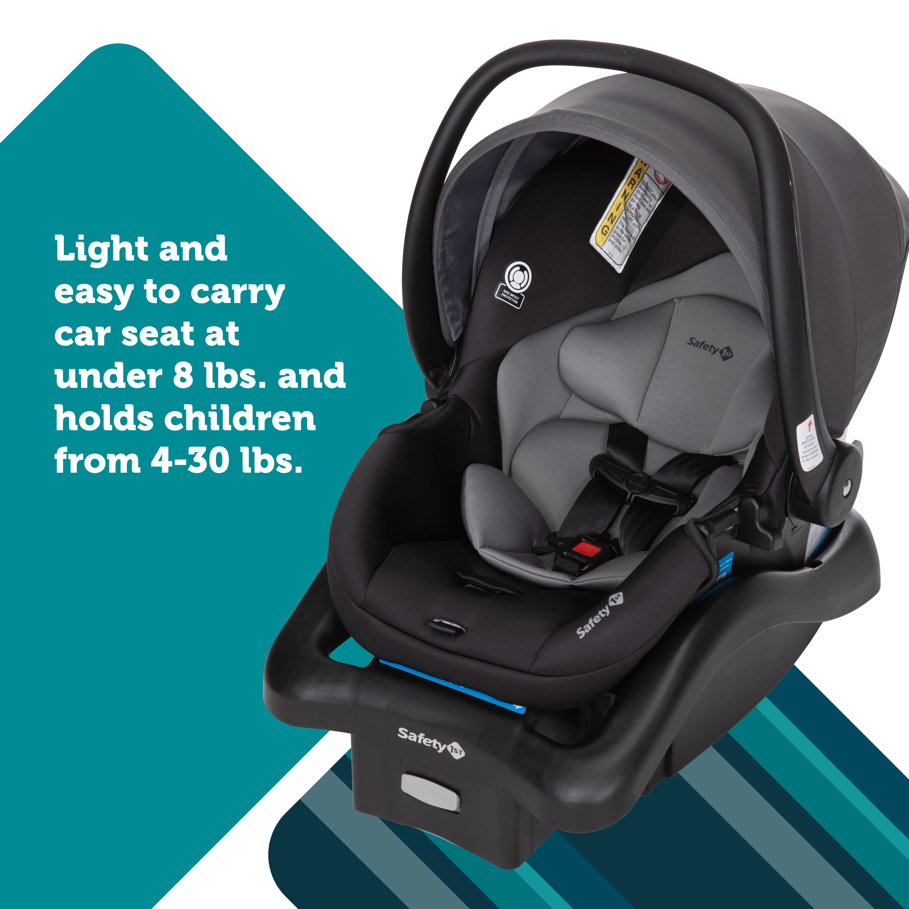 Smooth Ride Travel System - light and easy to carry car seat at under 8 lbs. and holds children from 4-30 lbs.
