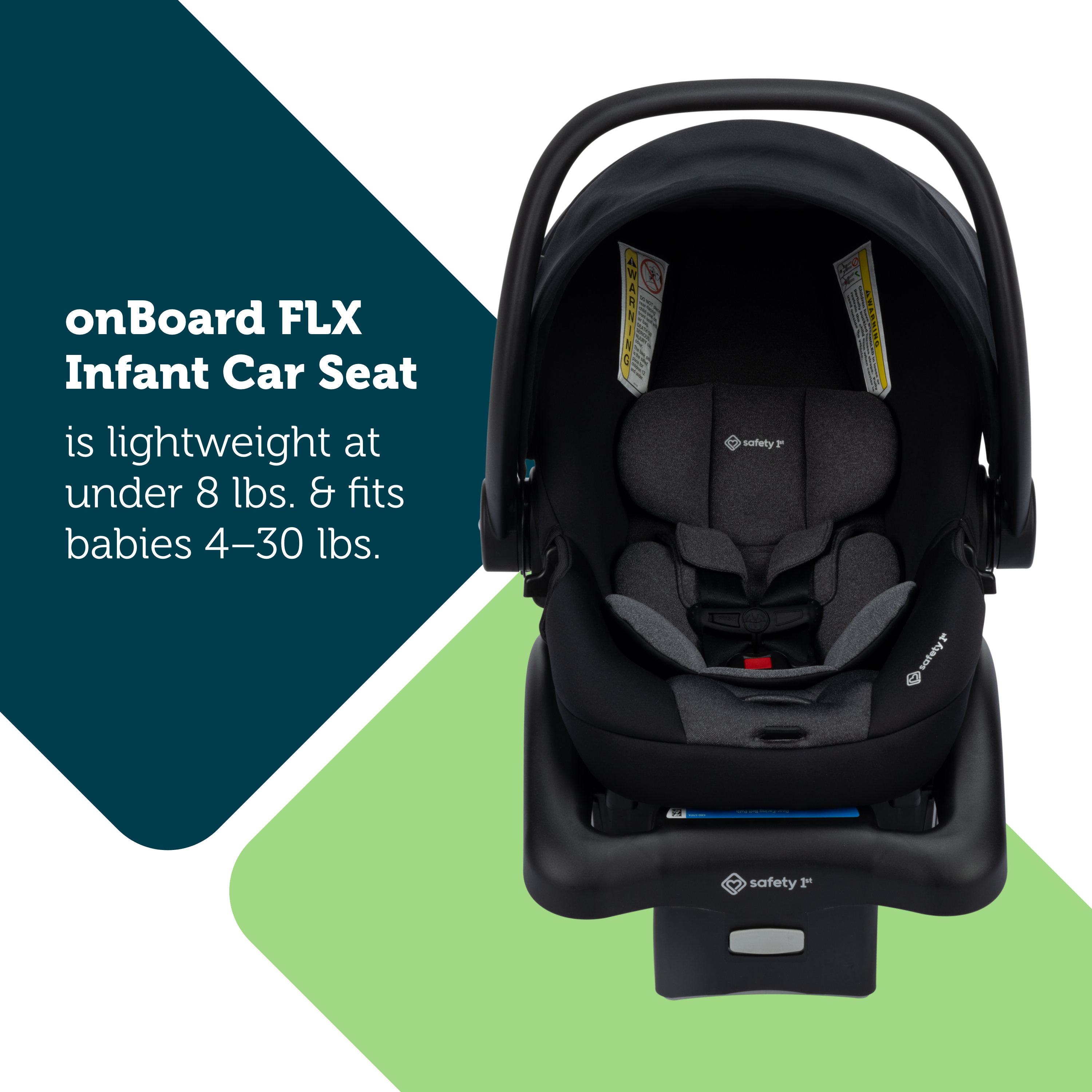 Turn and Go™ 360° Rotating Modular Travel System - onBoard FLX Infant Car Seat is lightweight at under 8 lbs. & fits babies 4-30 lbs.