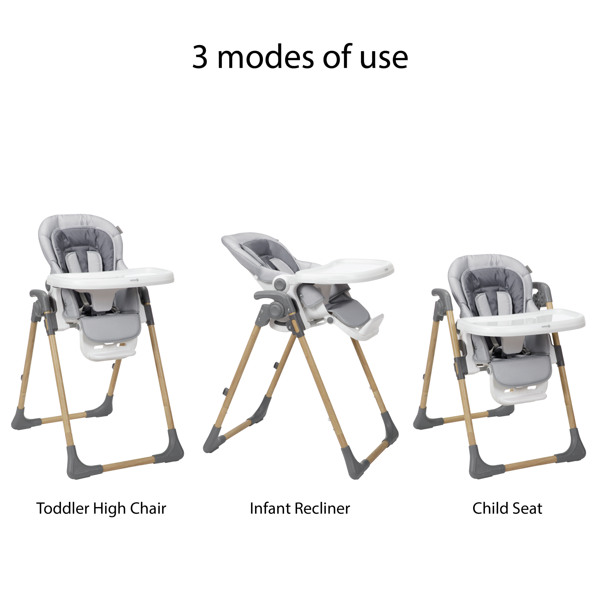 3-in-1 Grow and Go Plus High Chair - 3 modes of use - Toddler High Chair, Infant Recliner, Child Seat