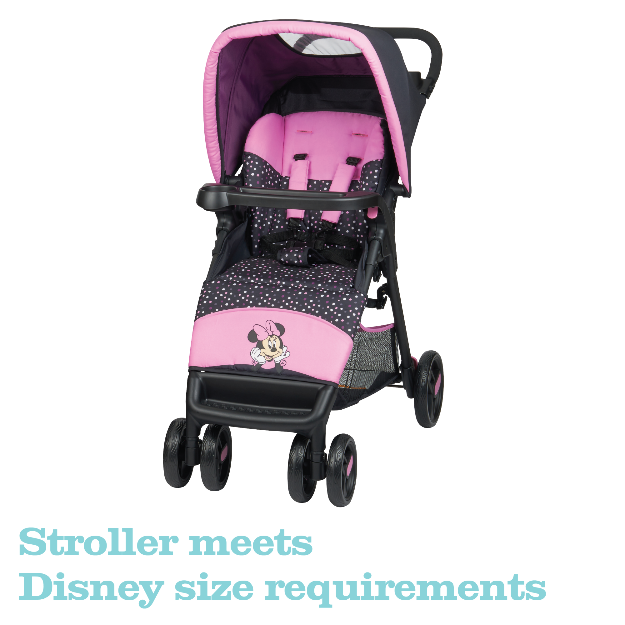 Disney Baby Disney Simple Fold™ LX Travel System - Minnie Dot Party - stroller has multi-panel sun canopy with peekaboo window