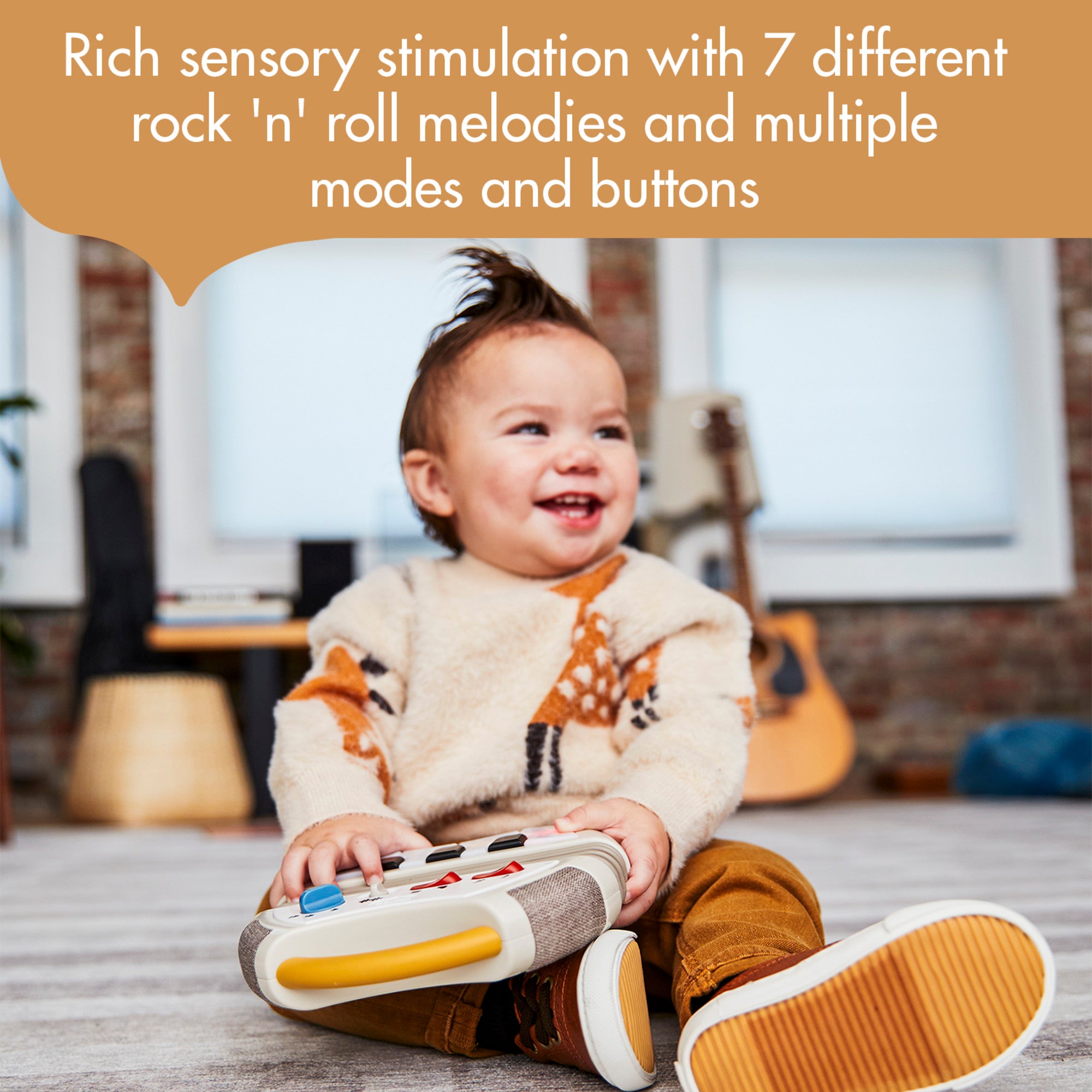 Tiny Rockers Accordion - Rich sensory stimulation with 7 different rock 'n' roll melodies and multiple modes and buttons