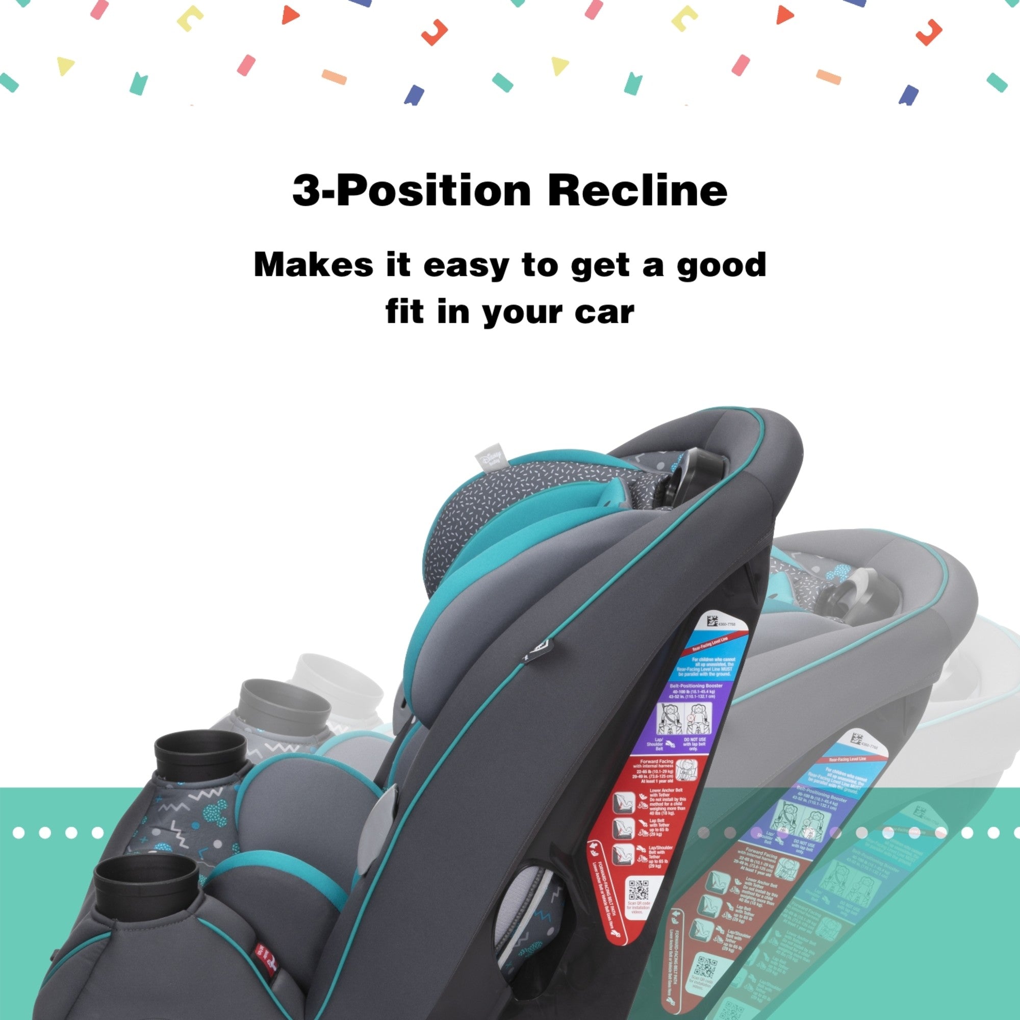 Disney Baby Grow and Go™ All-in-One Convertible Car Seat - 3-Position Recline makes it easy to get a good fit in your car