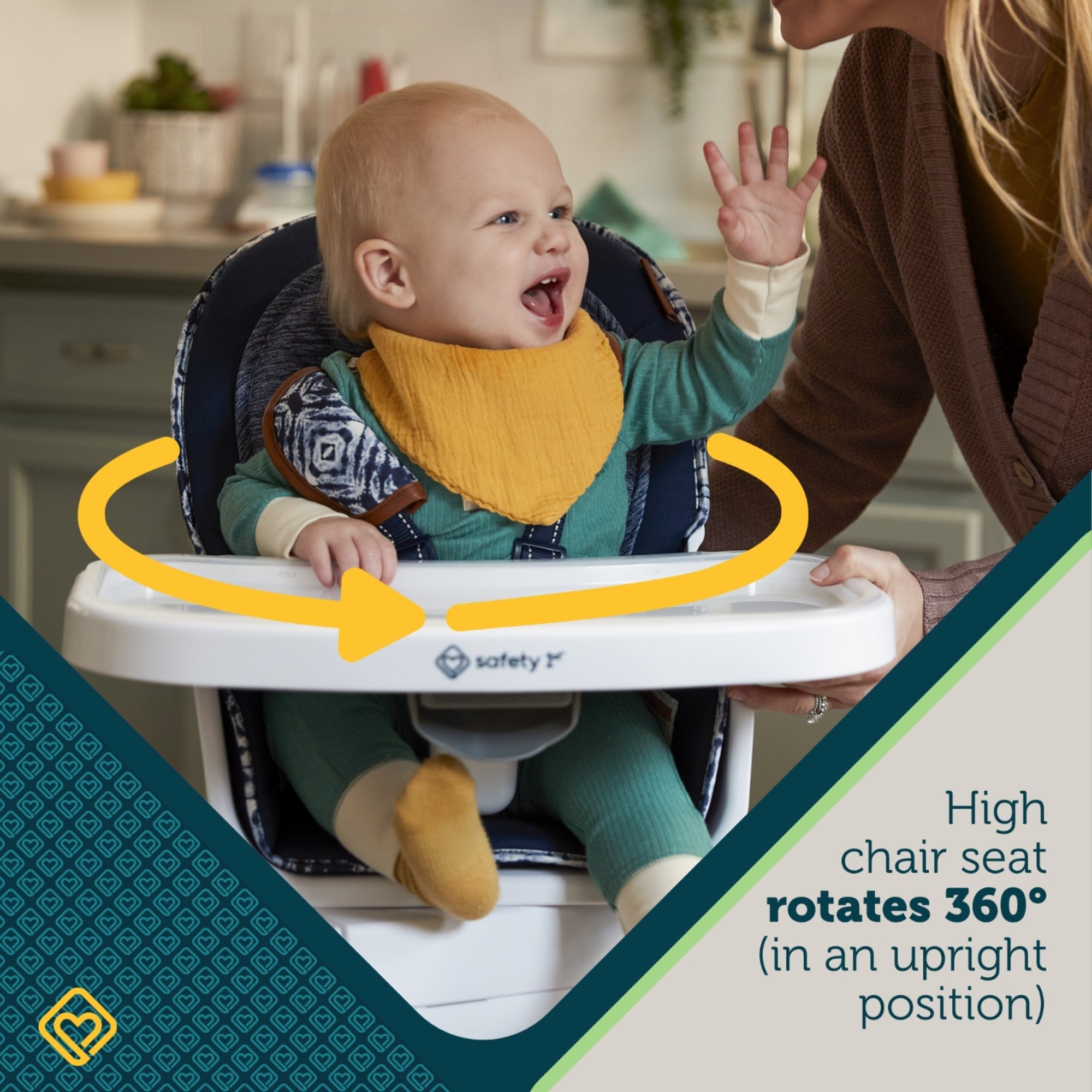 Grow and Go™ Rotating High Chair - 5-point harness for safety