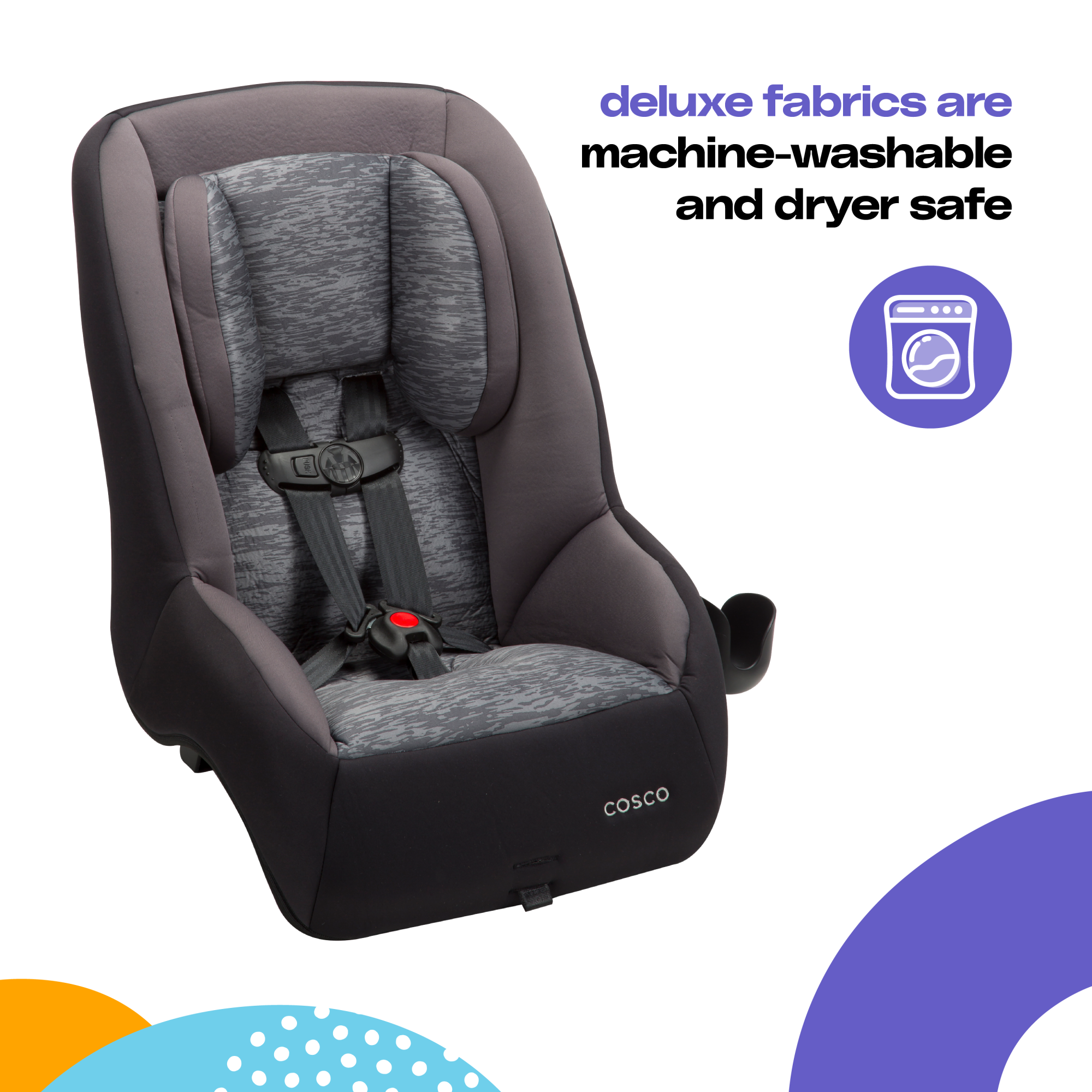 MightyFit™ 65 DX Convertible Car Seat - deluxe fabrics are machine-washable and dryer safe